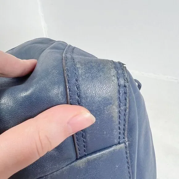 y2k Vintage Michael Kors Navy Blue Ludlow Leather Drawstring Shoulder Bag - Picture 12 of 12